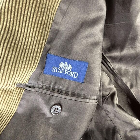 Stafford Blazer Mens 48L Brown Corduroy Two Button Notch Lapel Sport Coat Lined - Picture 4 of 12